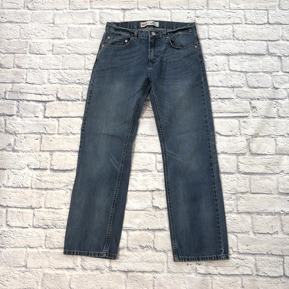 Levi’s 505 Regular Straight Leg Denim Blue Jeans Boys Size 16 - Picture 1 of 13
